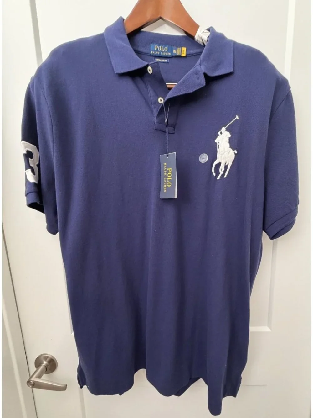 Polo Ralph Lauren Big Pony Polo Shirt Mens XXL Custom Slim Fit Navy Blue NWT